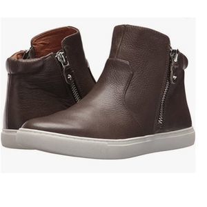 NEW Gentle Souls Brown Carole Leather Double ZIP Comfort Ankle Mid Sneaker 8.5